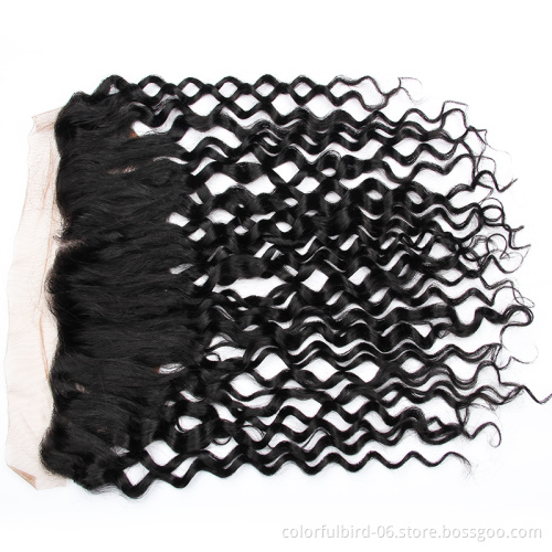 10a Raw Indian Remy Hair Weave Vendors 13*4 frontal Human Hair Water Wave Virgin Cuticle Aligned Hair Wholesale